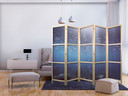 Japanischer Paravent, Raumteiler freistehend, Trennwand - Illuminated Oceanic Depth: School of Tiny 