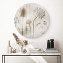 Tableau sur verre rond Disher - fleurs séchées
