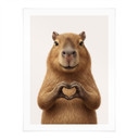 Poster Capybara avec main en forme de cœur