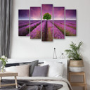 Impression sur toile en 5 parties, fleurs violettes des prés
