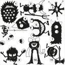 Sticker mural - Set de monstres