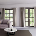 Vorhang mit verdeckten Schlaufen - Gardine beige silber - Vorhang blickdicht