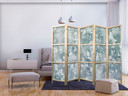 Japanischer Paravent, Raumteiler freistehend, Trennwand - Ornaments in Worn Muted Turquoises