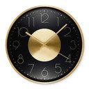 Moderne Wanduhr aus Aluminium, schwarz-gold | rund