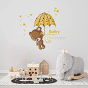 Wallsticker - Navn + baby i gul