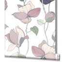 tapet, non-woven blomstertapet Flora hvid, beige