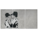 3 stykke lærredstryk, Banksy Kissing Policemen