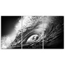 3 stykke lærredstryk Waves Sea B&W