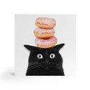 Billede af træ til opstilling Sort kat med lyserøde donuts - Korenkova