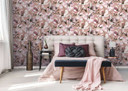 tapet, nonwoven blomstertapet Flora brun, hvid