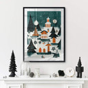 Plakat świąteczny - Zimowy krajobraz nocą - Treechild