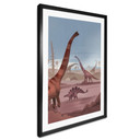 Plakat W krainie dinozaurów - Brązowy
