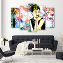 Lærredstryk 5 styk, Audrey Hepburn farve