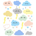 Muursticker set pastel wolken