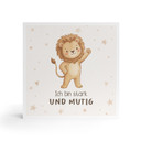 Holzbild zum Hinstellen - Löwe mit Mutmachspruch 'Ich bin stark und mutig'