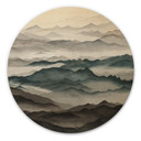 Tableau en Bois Roerich Light - Paysage Montagneux Brumeux - Sir Edward x Grigory Gladarev - Rond