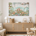 Wanddecoratie Vossenfamilie op de Bloemenweide - Oliver Robins - Alu-Dibond