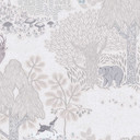 Papier peint forêt avec animaux Beige Gris - papier peint enfants avec ours & cerfs