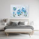 Canvasbillede, Blå 3D rosenblomst