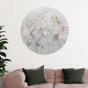 Wanddecoratie bloemen vintage stijl in grijs - Ms Tiff - Alu-Dibond Rond