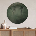 Houten Wanddecoratie bos magie in de ochtendmist groen - Ms Tiff - Rond