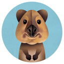 Naklejka na ścianę do pokoju dziecięcego Quokka - okrągły motyw zwierzęcy - brązowy