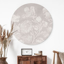 Billede af vilde blomster i kridtlook beige - Bloomery Decor - rund – print på aluminium