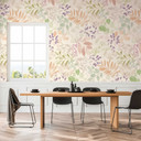 Papier peint intissé avec motif de feuilles pastel multicolore - papier peint photo floral - design 