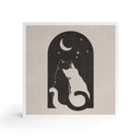 Billede af træ til at sætte op - To katte i måneskinnet - 15x15 cm