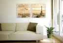 Houten Wanddecoratie Skyline van Parijs 2-delig
