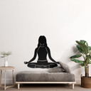 Wallsticker yoga siddende stilling af den kloge silhuet monokrom