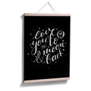 Plakat Love you to the moon and back - handlettering - czarny negatyw
