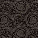Versace Tapeta z włókniny Barocco Neo klasyczne kwiatowe wąsy szary czarny elegancki