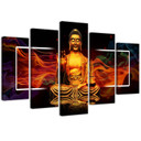 5 stykke lærredstryk Buddha Golden Abstraktion