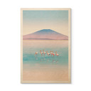 Houten Wanddecoratie Pastelkleurig meer met flamingo's - Rivers
