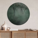 Wanddecoratie Bosmagie in de ochtendnevel groen - Ms Tiff - Alu-Dibond Rond