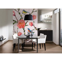 foto tapet designwalls i grå og pink non-woven tapet Little Birds fugle fugle roser