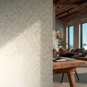 Icke-vävd tapet Fee Wild Free grädde beige grå metallic - gräs vildblommor vardagsrum hall kontor