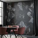 Fototapet blomster, blade blomstret natur, moderne i sort