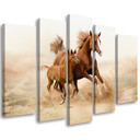 Lærredstryk 5 stykker, Bay Horse Galop Nature