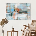 Wanddecoratie Abstract Kleurenspel Blauw Oranje - Cheney - Alu-Dibond