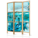 Paravent japonais Séparation de pièce - Lys en bleu tendre, 3 pièces