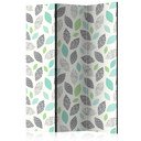 Paravent Séparation de pièce - Feuilles à motifs, 3 pièces