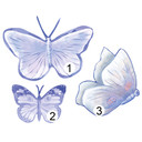 Sticker mural Papillons dessinés à la main lilas/bleu 3 pièces