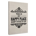 Canvas schilderij Happy Place Spreuk Borduurpatroon - Magnusson