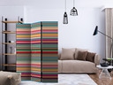 Paravent Séparation de pièce - Rayures multicolores, 3 pièces