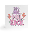Billede af træ til at sætte op - Hey girl you rock - 15x15 cm