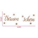 3D Holz Schriftzug Träum Schön mit Sternen - Mahagoni