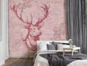 Fototapete, Shabby Chic Stil Hirsche auf rosa Hintergrund - Andrea Haase