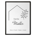 Personalisierbares Poster Familie Haus - weiß
